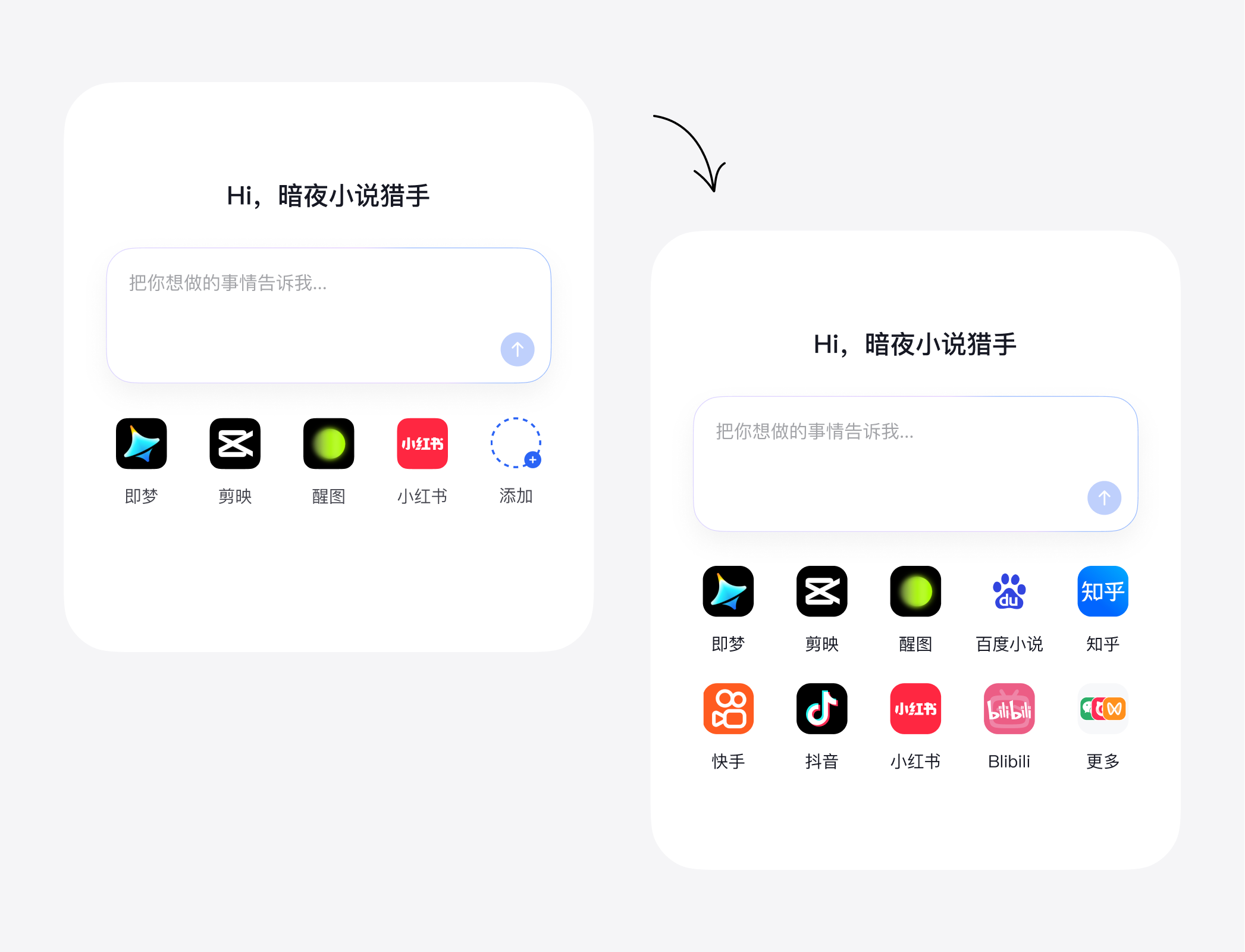 任务场从工具入口扩展到平台入口的对比图